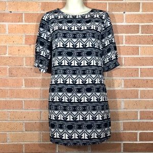 Gianni Bini size XS dress black white tribal print